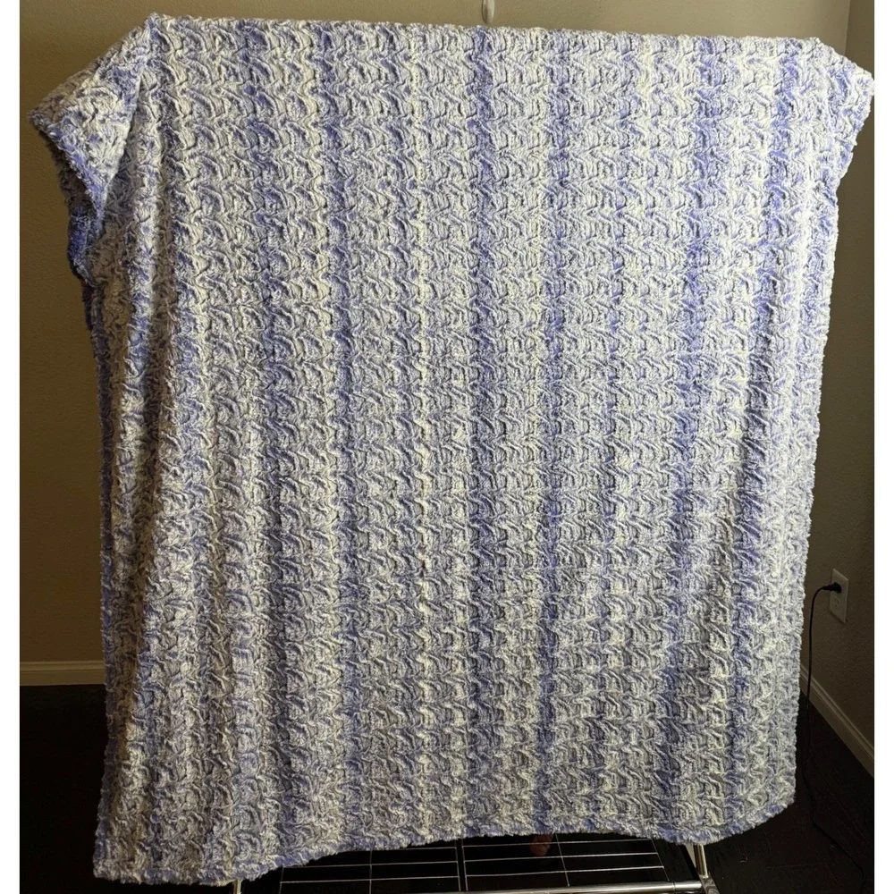 Sew Sweet Minky Designs 80x57  Throw Blanket Purple Striped Luxury Plush USA